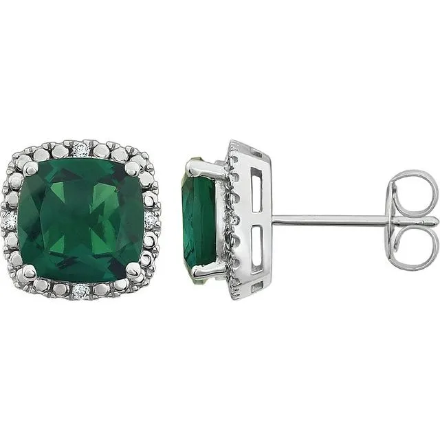 TreasureFineJewelers Earrings 14K White Gold LabGrown Emerald 06 CTW Natural Diamond Earrings TreasureFineJewelers Earrings 14K White Gold LabGrown Emerald 06 CTW Natural Diamond Earrings