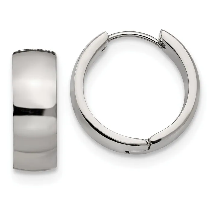 TreasureFineJewelers Earrings Stainless Steel Polished 6mm Hinged Hoop Earrings TreasureFineJewelers Earrings Stainless Steel Polished 6mm Hinged Hoop Earrings