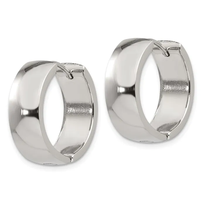 TreasureFineJewelers Earrings Stainless Steel Polished 6mm Hinged Hoop Earrings