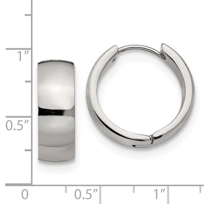 TreasureFineJewelers Earrings Stainless Steel Polished 6mm Hinged Hoop Earrings