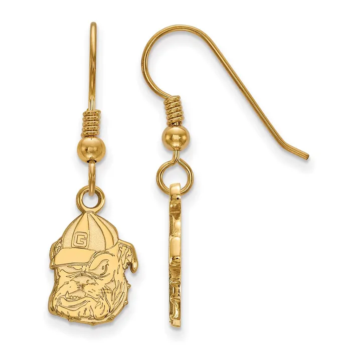TreasureFineJewelers Earrings Sterling Silver Goldplated University of Georgia Bulldog Small Dangle Wire Earrings TreasureFineJewelers Earrings Sterling Silver Goldplated University of Georgia Bulldog Small Dangle Wire Earrings