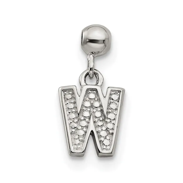 TreasureFineJewelers Memento Sterling Silver Letter W Dangle Initial Charm Necklaces TreasureFineJewelers Memento Sterling Silver Letter W Dangle Initial Charm Necklaces