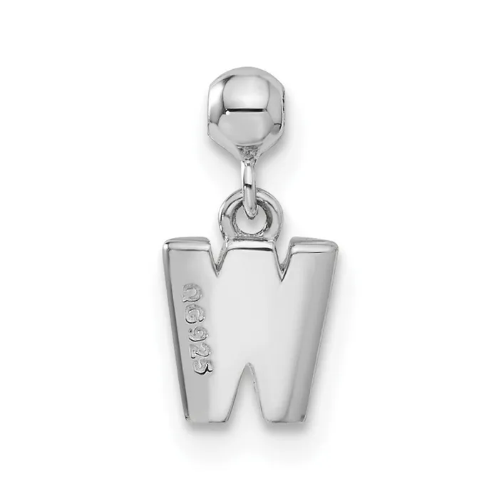 TreasureFineJewelers Memento Sterling Silver Letter W Dangle Initial Charm Necklaces