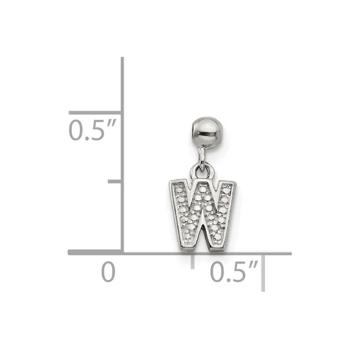 TreasureFineJewelers Memento Sterling Silver Letter W Dangle Initial Charm Necklaces