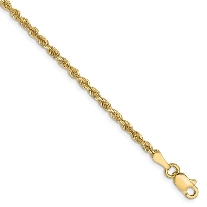 TreasureFineJewelers Necklaces 10K 25mm DiamondCut Rope Chain