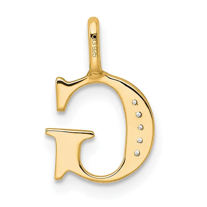 TreasureFineJewelers Necklaces 10k Yellow Gold Diamond Letter G Initial Pendant