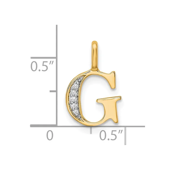 TreasureFineJewelers Necklaces 10k Yellow Gold Diamond Letter G Initial Pendant