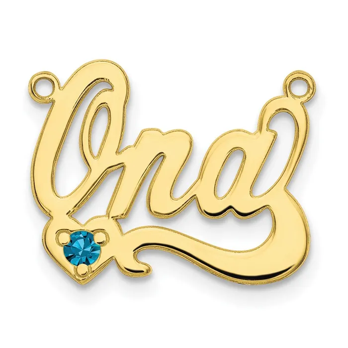 TreasureFineJewelers Necklaces 10KY Polished Birthstone with Heart Name Plate