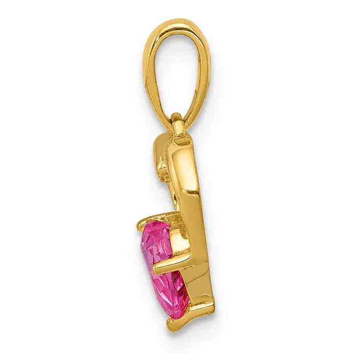 TreasureFineJewelers Necklaces 14k Created Pink Sapphire and Diamond Heart Pendant