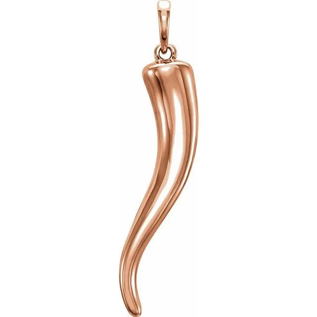 TreasureFineJewelers Necklaces 14K Rose 217x42 mm Italian Horn Pendant