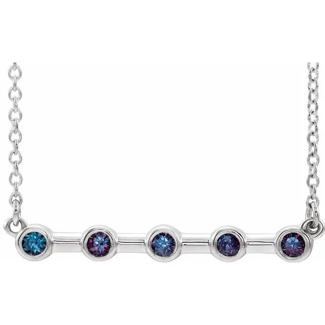 TreasureFineJewelers Necklaces 14K White Alexandrite BezelSet 16 Bar Necklace TreasureFineJewelers Necklaces 14K White Alexandrite BezelSet 16 Bar Necklace
