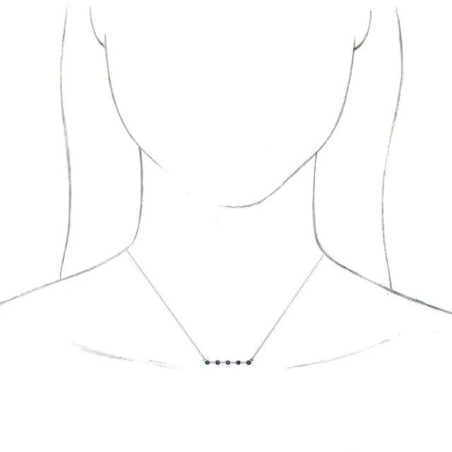 TreasureFineJewelers Necklaces 14K White Alexandrite BezelSet 16 Bar Necklace