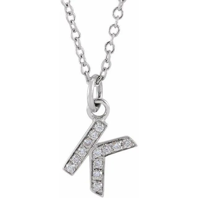 TreasureFineJewelers Necklaces 14K White Gold 045 CTW Natural Diamond Petite Initial K 1618 Necklace TreasureFineJewelers Necklaces 14K White Gold 045 CTW Natural Diamond Petite Initial K 1618 Necklace