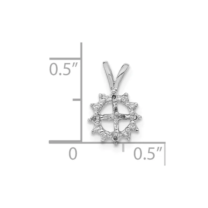 TreasureFineJewelers Necklaces 14k White Gold 35mm Round Freshwater Cultured Pearl AA Diamond Pendant