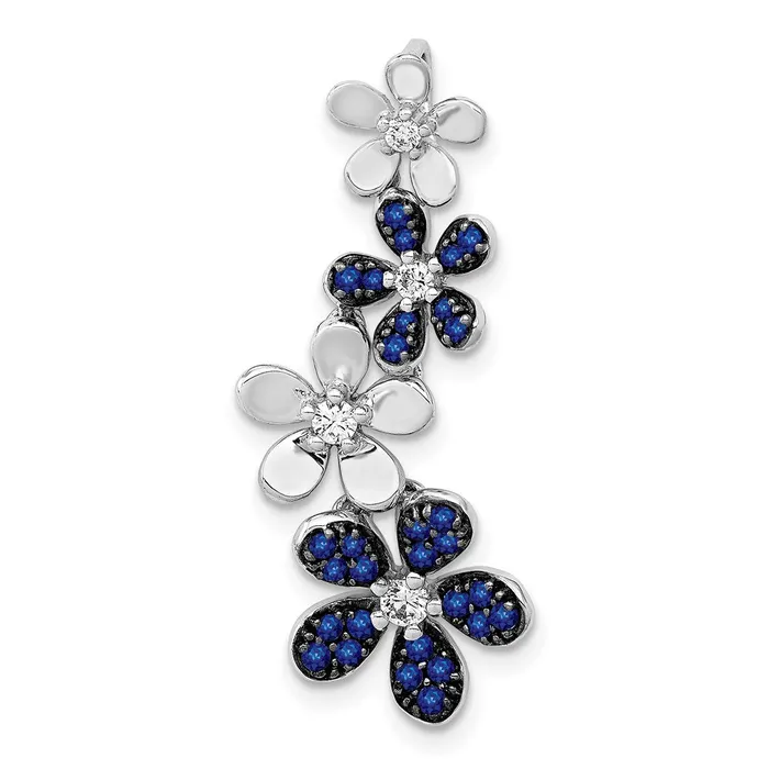 TreasureFineJewelers Necklaces 14k White Gold Diamond and 29 Sapphire 4 Flowers Pendant TreasureFineJewelers Necklaces 14k White Gold Diamond and 29 Sapphire 4 Flowers Pendant