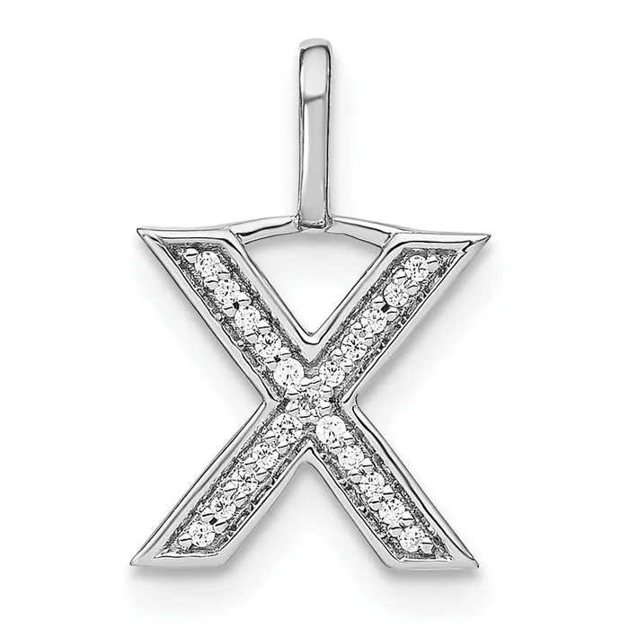TreasureFineJewelers Necklaces 14K White Gold Diamond Lower Case Letter X Initial Pendant TreasureFineJewelers Necklaces 14K White Gold Diamond Lower Case Letter X Initial Pendant