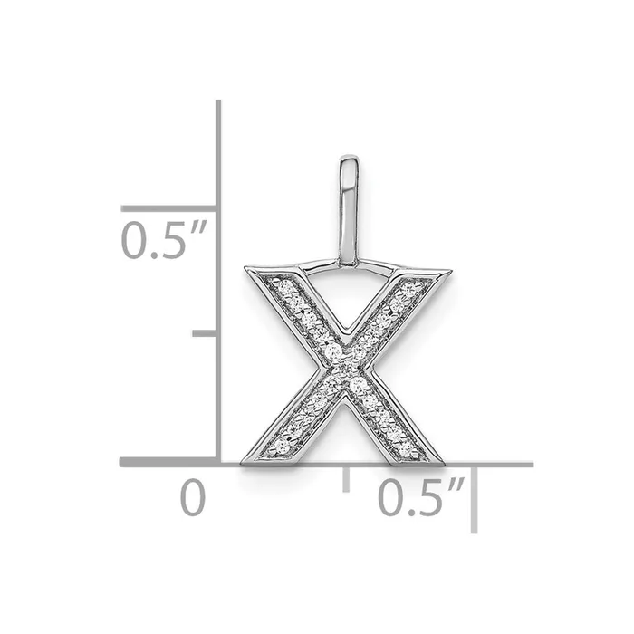 TreasureFineJewelers Necklaces 14K White Gold Diamond Lower Case Letter X Initial Pendant