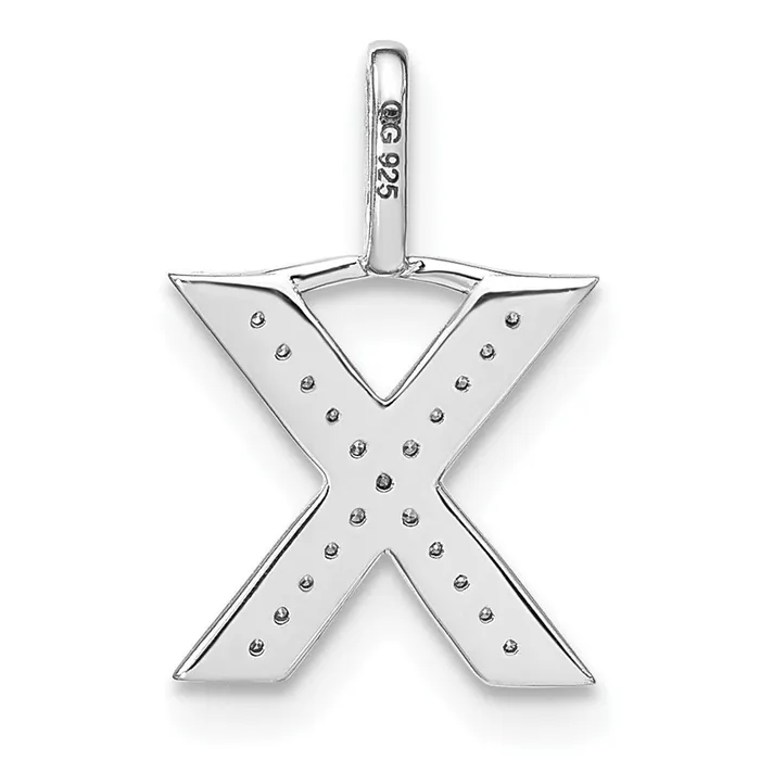 TreasureFineJewelers Necklaces 14K White Gold Diamond Lower Case Letter X Initial Pendant
