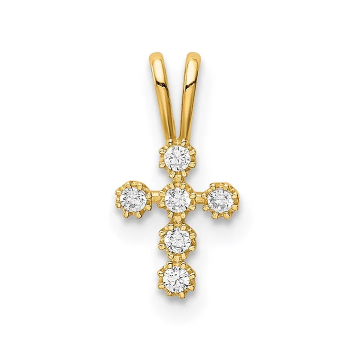 TreasureFineJewelers Necklaces 14k Yellow Gold CZ Cross Pendant