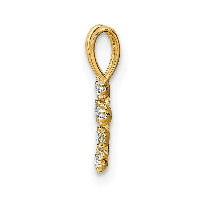 TreasureFineJewelers Necklaces 14k Yellow Gold CZ Cross Pendant