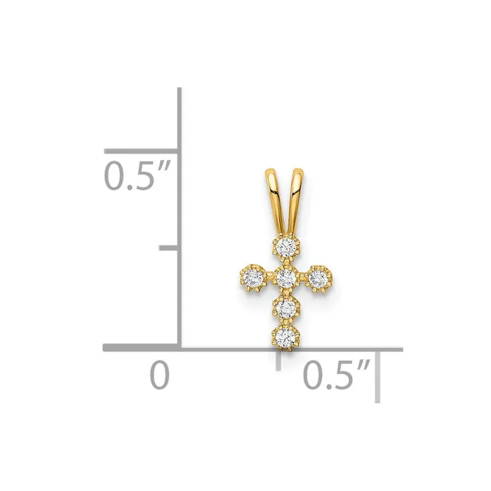 TreasureFineJewelers Necklaces 14k Yellow Gold CZ Cross Pendant