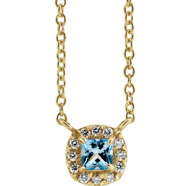 TreasureFineJewelers Necklaces 14K Yellow Gold Natural Aquamarine 05 CTW Natural Diamond 18 Necklace TreasureFineJewelers Necklaces 14K Yellow Gold Natural Aquamarine 05 CTW Natural Diamond 18 Necklace
