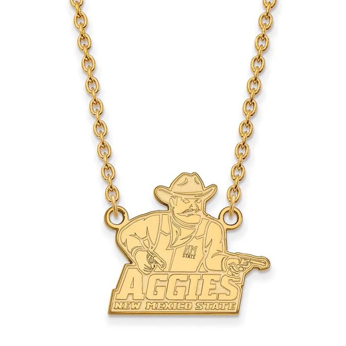 TreasureFineJewelers Necklaces 14K Yellow Gold New Mexico State University Large Pendant with Necklace