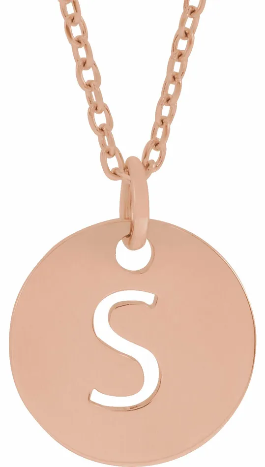 TreasureFineJewelers Necklaces 18K Rose GoldPlated Sterling Silver Initial S 10 mm Disc 1618 Necklace TreasureFineJewelers Necklaces 18K Rose GoldPlated Sterling Silver Initial S 10 mm Disc 1618 Necklace
