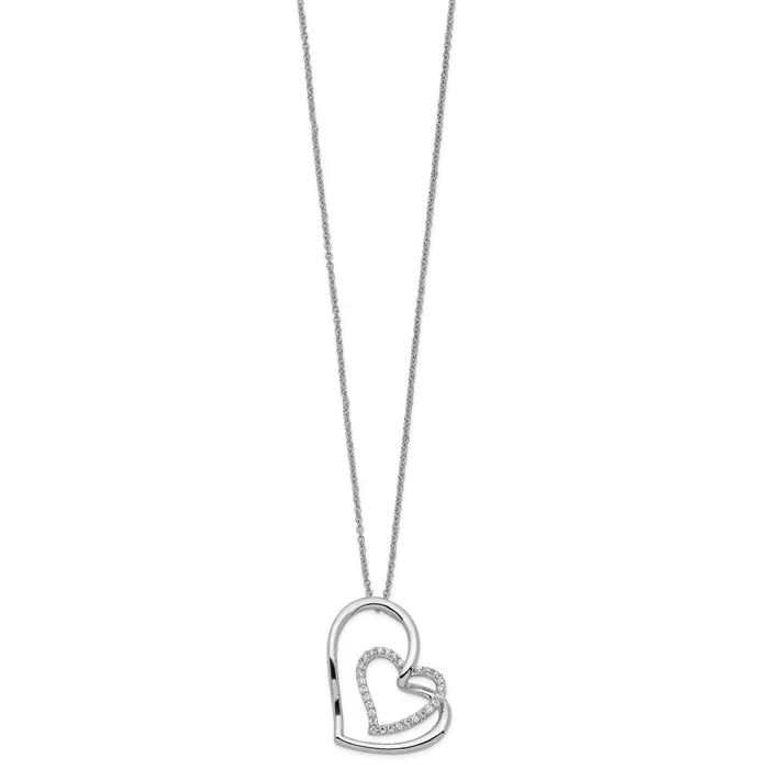 TreasureFineJewelers Necklaces Sentimental Expressions Sterling Silver Rhodiumplated Antiqued CZ Thank You Grandma 18in Hearts Necklace