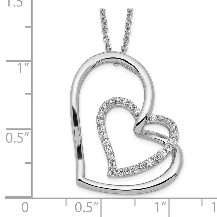 TreasureFineJewelers Necklaces Sentimental Expressions Sterling Silver Rhodiumplated Antiqued CZ Thank You Grandma 18in Hearts Necklace