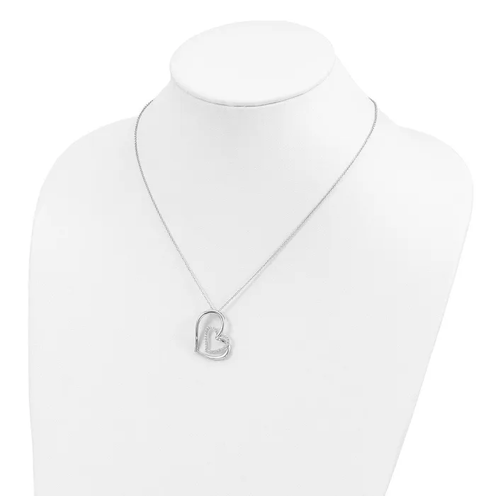 TreasureFineJewelers Necklaces Sentimental Expressions Sterling Silver Rhodiumplated Antiqued CZ Thank You Grandma 18in Hearts Necklace