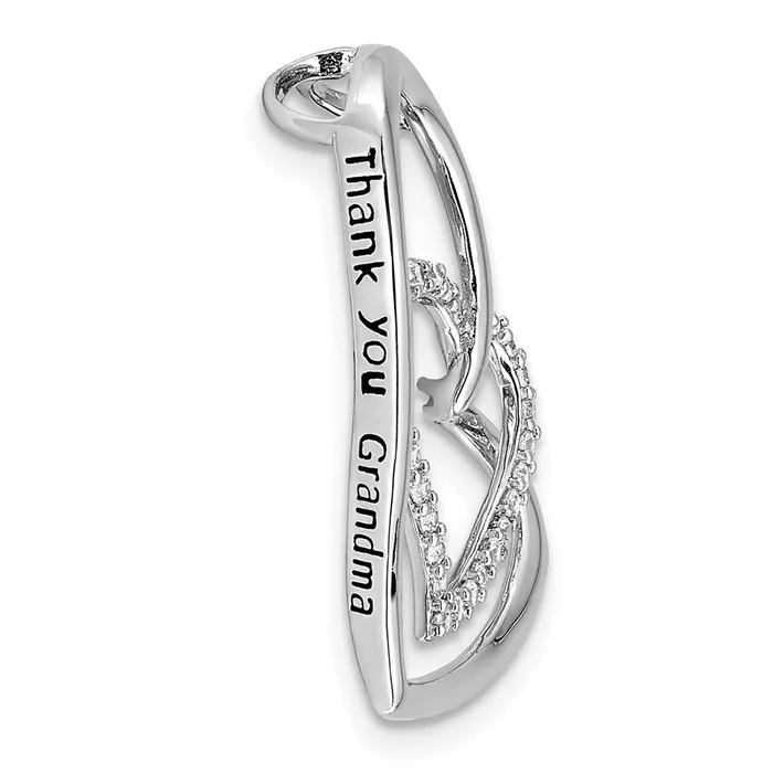 TreasureFineJewelers Necklaces Sentimental Expressions Sterling Silver Rhodiumplated Antiqued CZ Thank You Grandma 18in Hearts Necklace