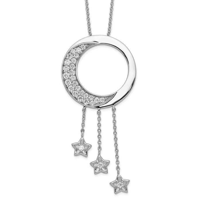 TreasureFineJewelers Necklaces Sentimental Expressions Sterling Silver Rhodiumplated CZ I Promise You the Moon and Stars 18in Necklace TreasureFineJewelers Necklaces Sentimental Expressions Sterling Silver Rhodiumplated CZ I Promise You the Moon and Stars 18in Necklace