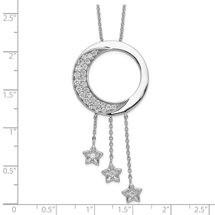 TreasureFineJewelers Necklaces Sentimental Expressions Sterling Silver Rhodiumplated CZ I Promise You the Moon and Stars 18in Necklace