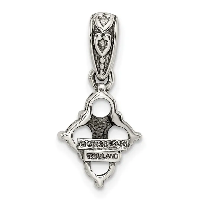 TreasureFineJewelers Necklaces Sterling Silver 14k Fourstone and Diamond Mothers Pendant