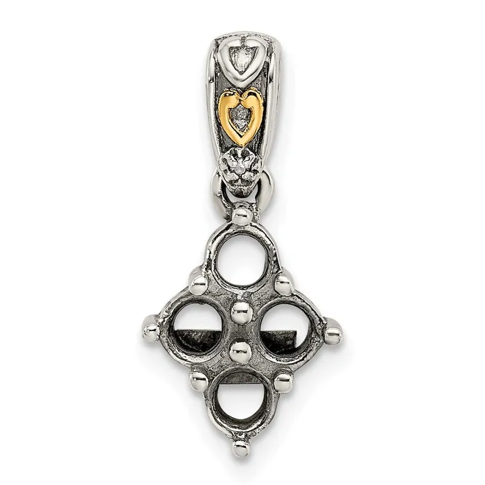 TreasureFineJewelers Necklaces Sterling Silver 14k Fourstone and Diamond Mothers Pendant