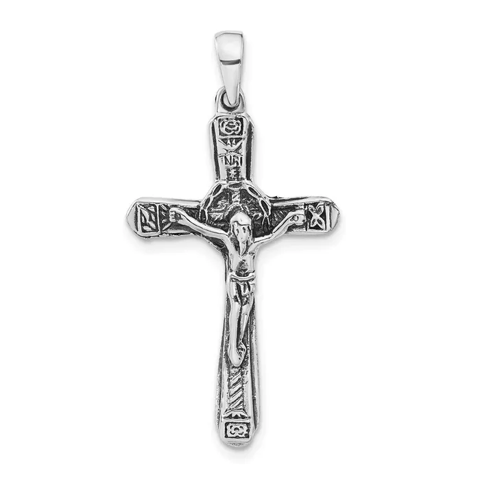 TreasureFineJewelers Necklaces Sterling Silver Crucifix Antiqued Cross Pendant TreasureFineJewelers Necklaces Sterling Silver Crucifix Antiqued Cross Pendant