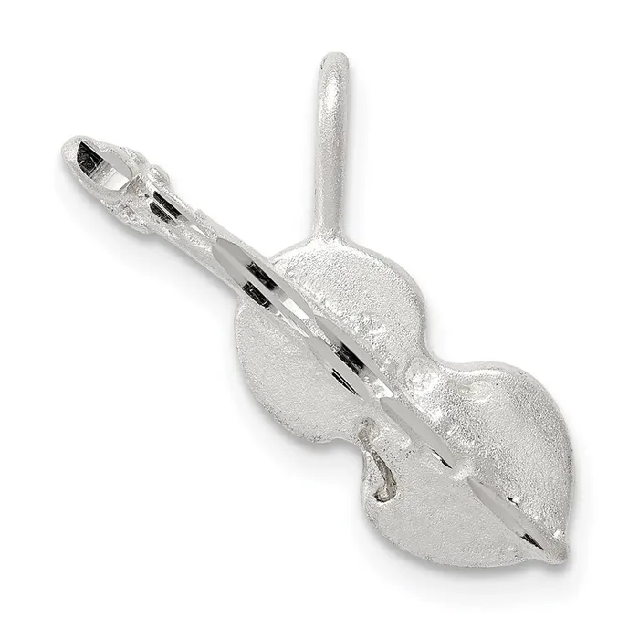 TreasureFineJewelers Necklaces Sterling Silver Diamond Cut Violin Pendant