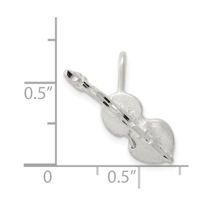 TreasureFineJewelers Necklaces Sterling Silver Diamond Cut Violin Pendant