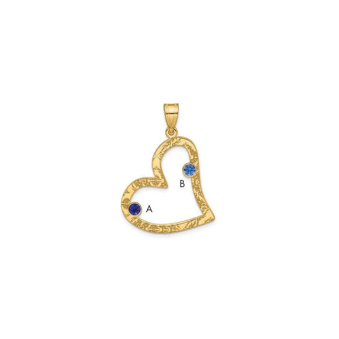 TreasureFineJewelers Necklaces Sterling SilverGoldplated 2 Birthstone Heart with SS Bezel Family Pendant TreasureFineJewelers Necklaces Sterling SilverGoldplated 2 Birthstone Heart with SS Bezel Family Pendant