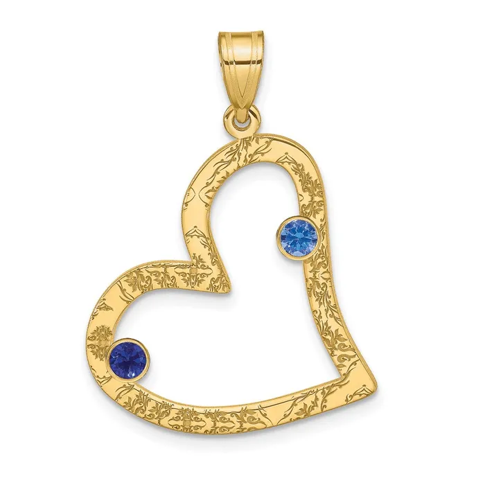 TreasureFineJewelers Necklaces Sterling SilverGoldplated 2 Birthstone Heart with SS Bezel Family Pendant