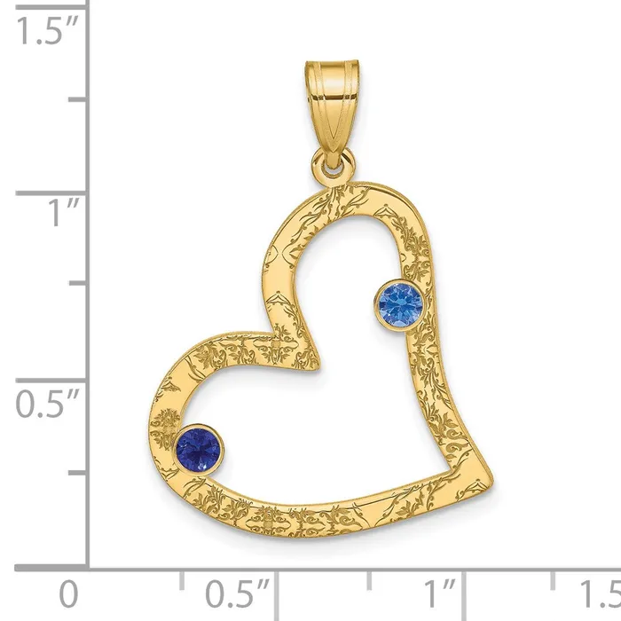TreasureFineJewelers Necklaces Sterling SilverGoldplated 2 Birthstone Heart with SS Bezel Family Pendant