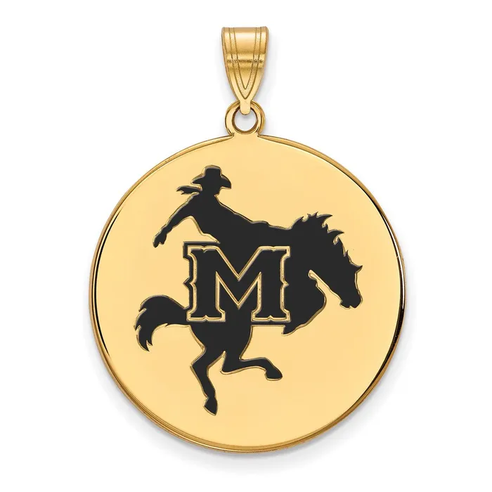 TreasureFineJewelers Necklaces Sterling Silver Goldplated McNeese State University Extra Large Enameled Disc Pendant TreasureFineJewelers Necklaces Sterling Silver Goldplated McNeese State University Extra Large Enameled Disc Pendant