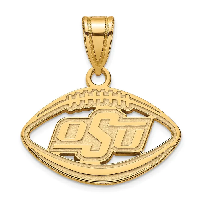 TreasureFineJewelers Necklaces Sterling Silver Goldplated Oklahoma State University OSU Football Pendant TreasureFineJewelers Necklaces Sterling Silver Goldplated Oklahoma State University OSU Football Pendant