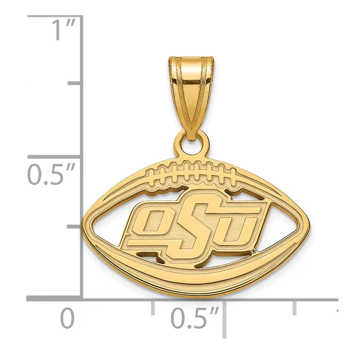 TreasureFineJewelers Necklaces Sterling Silver Goldplated Oklahoma State University OSU Football Pendant