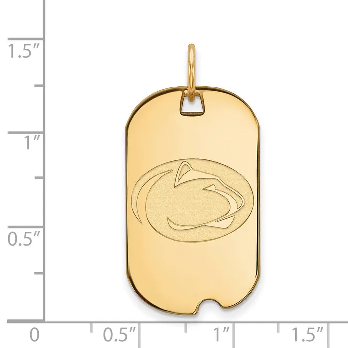 TreasureFineJewelers Necklaces Sterling Silver Goldplated Penn State University Lion Small Dog Tag Pendant