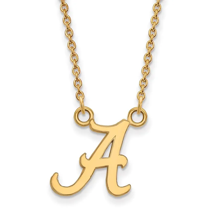 TreasureFineJewelers Necklaces Sterling Silver Goldplated University of Alabama Letter A Small Pendant 18 inch Necklace TreasureFineJewelers Necklaces Sterling Silver Goldplated University of Alabama Letter A Small Pendant 18 inch Necklace