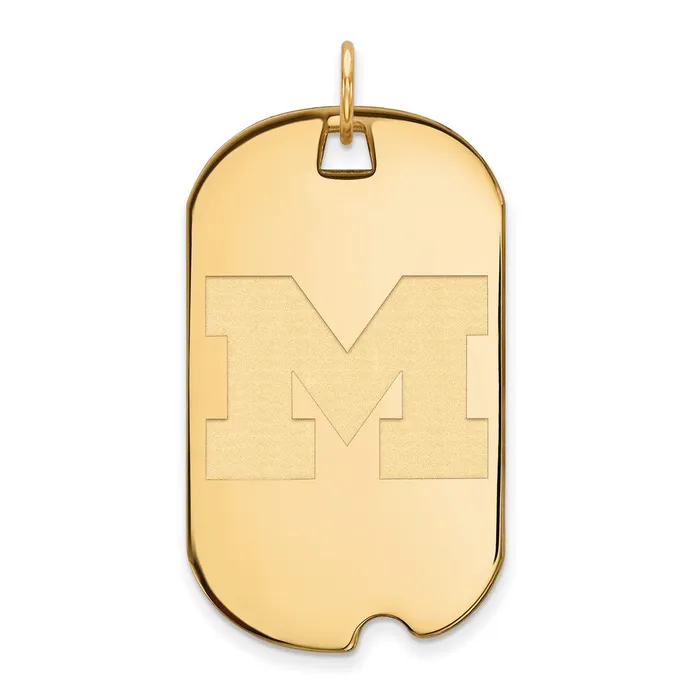 TreasureFineJewelers Necklaces Sterling Silver Goldplated University of Michigan Letter M Large Dog Tag Pendant TreasureFineJewelers Necklaces Sterling Silver Goldplated University of Michigan Letter M Large Dog Tag Pendant