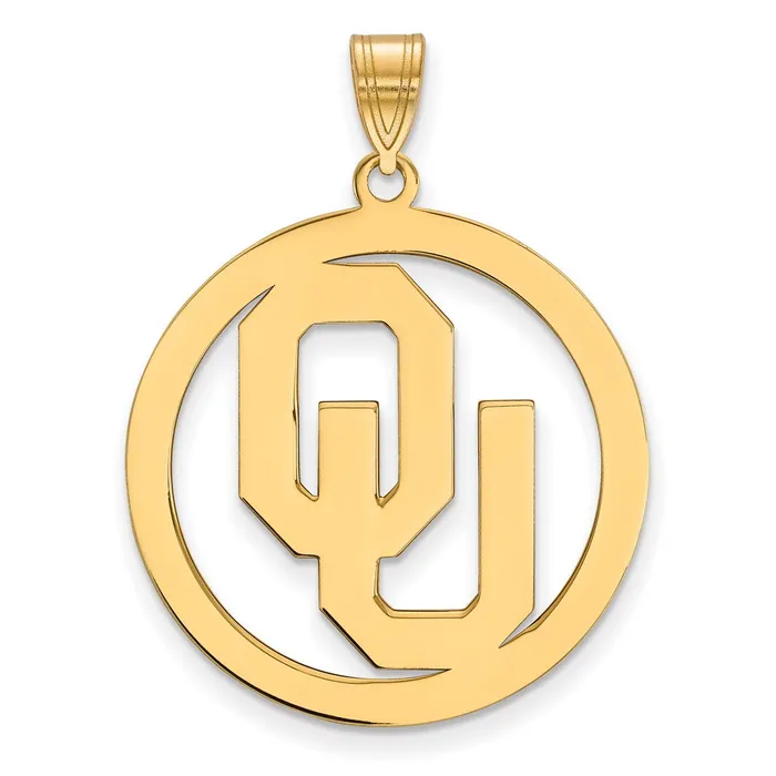 TreasureFineJewelers Necklaces Sterling Silver Goldplated University of Oklahoma OU Extra Large Circle Pendant TreasureFineJewelers Necklaces Sterling Silver Goldplated University of Oklahoma OU Extra Large Circle Pendant
