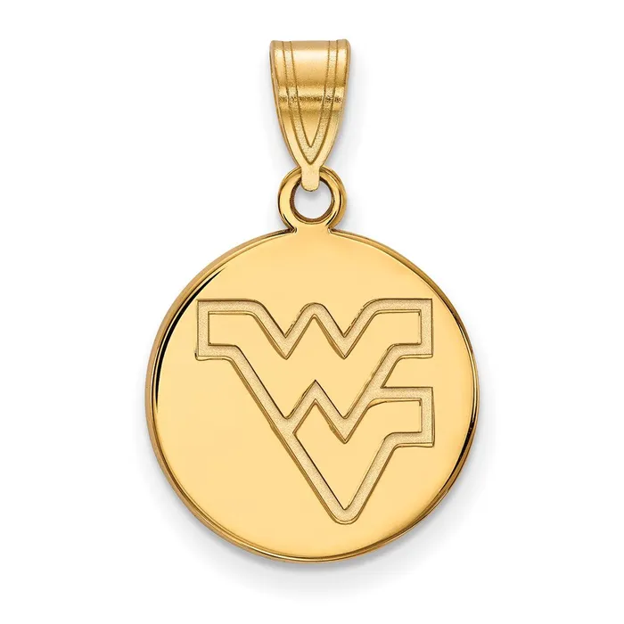 TreasureFineJewelers Necklaces Sterling Silver Goldplated West Virginia University WV Medium Disc Pendant TreasureFineJewelers Necklaces Sterling Silver Goldplated West Virginia University WV Medium Disc Pendant